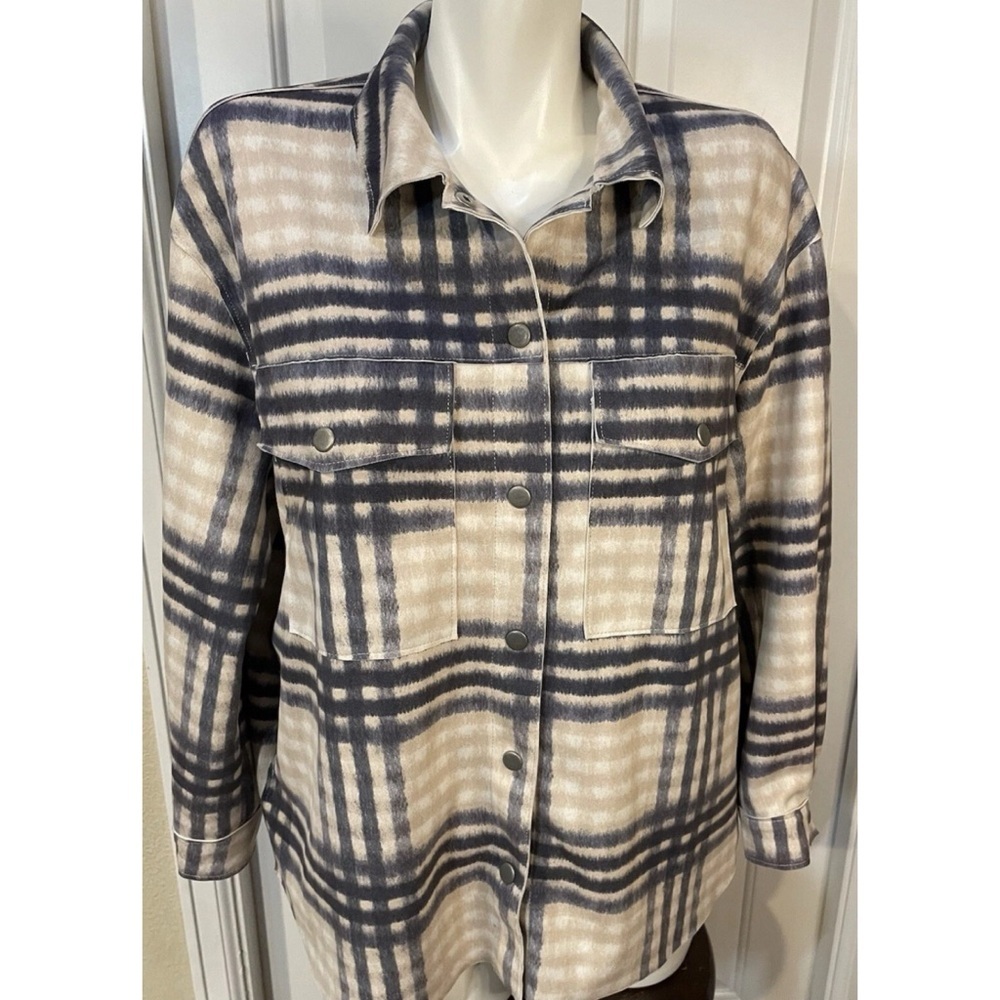 Workshop Republic Clothing Snap Button Down Plaid Shacket Womens Size Small